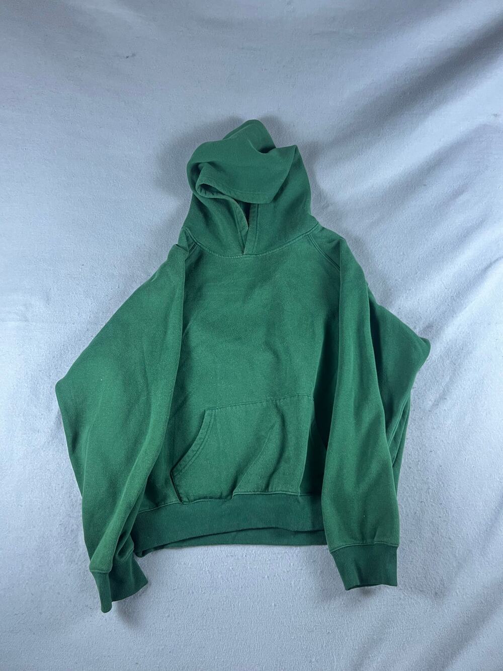 Vintage Blank Hoodie Men L Green Raglan Sleeve Sleeve Pullover Pocket Sweatshirt